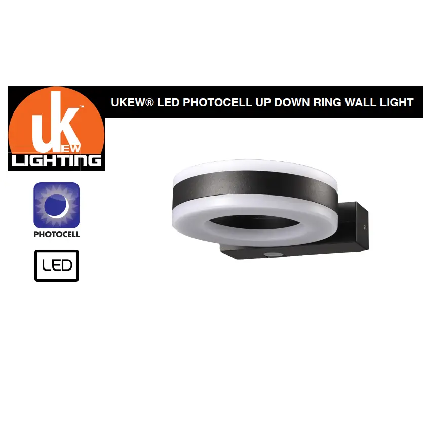20W LED Photocell Dusk Till Dawn Outdoor Waterproof IP65 Up Down Wall Light 6000K - Garden & Patio:Garden Lighting:Wall