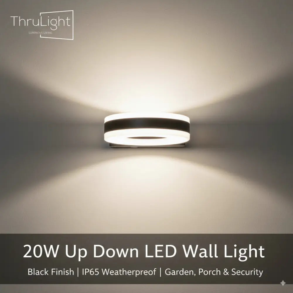20W LED Photocell Dusk Till Dawn Outdoor Waterproof IP65 Up Down Wall Light 6000K - Garden & Patio:Garden Lighting:Wall