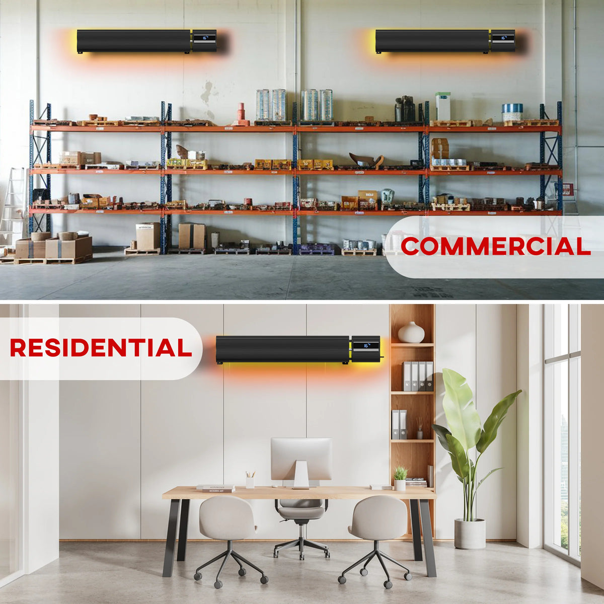 4ft Infrared Bar Heater Built in Thermostat 1800W Remote control and Wifi