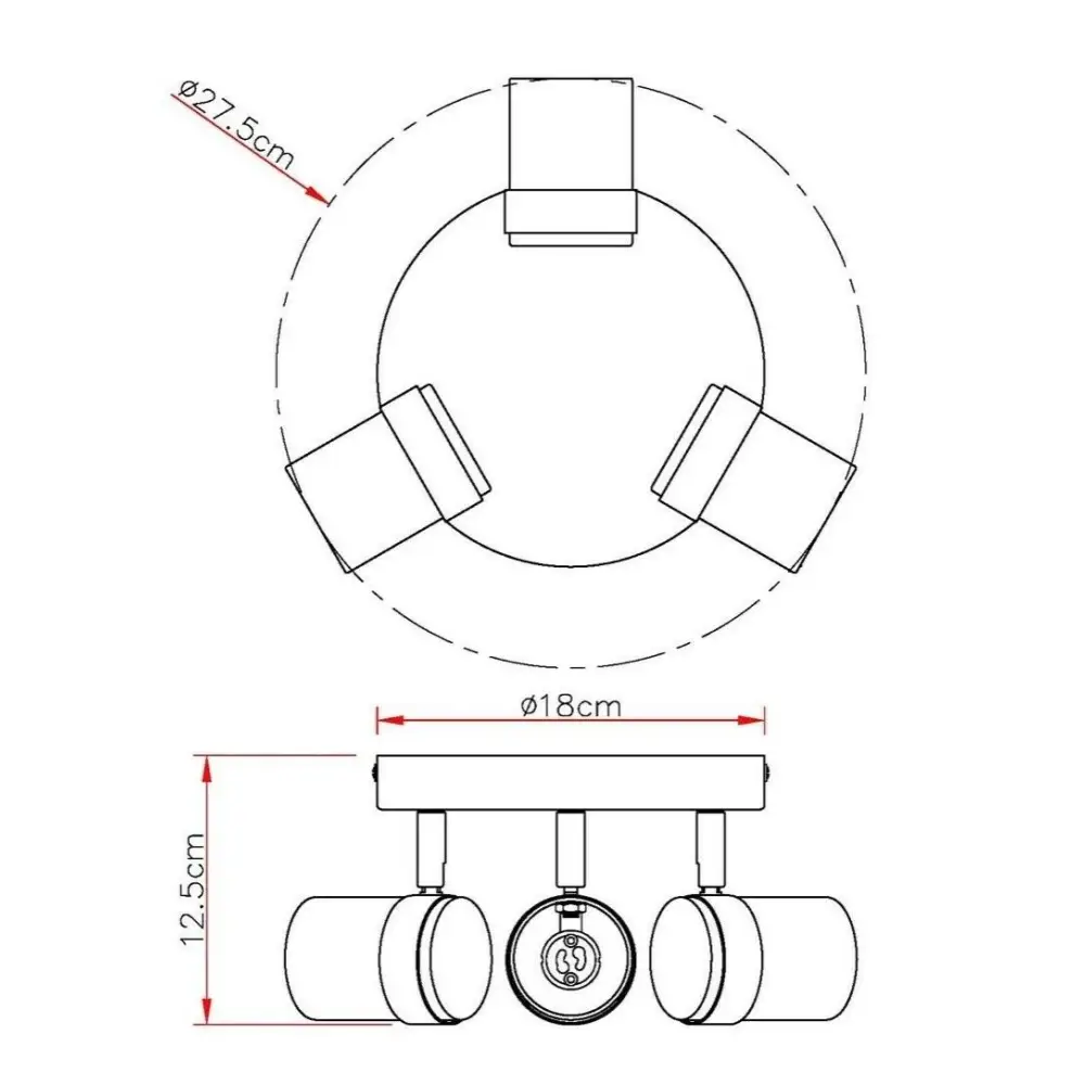 3 Way Round ️ Chrome Interior Ceiling Mount Spotlight Light UKEW