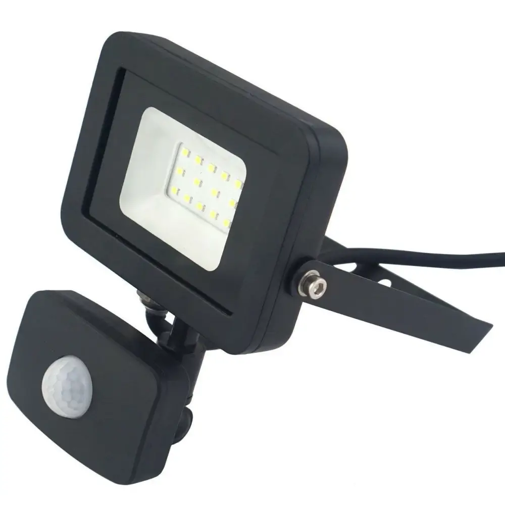 Slim very powerful Floodlight PIR, IP 65 rated, garden, Black, 10 watt LED UKEW