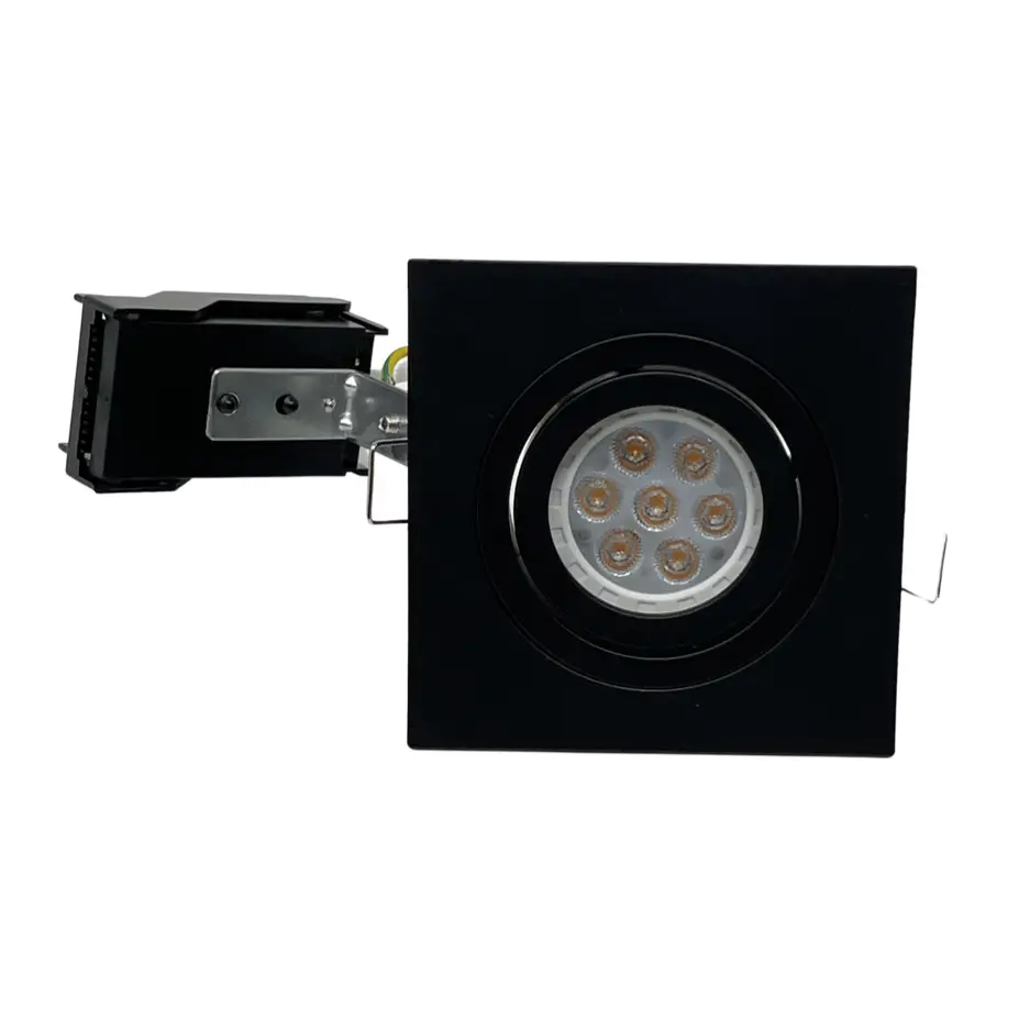 Black Square Tilt Ceiling Recessed Spotlight Downlight GU10 LED Black premiumlux