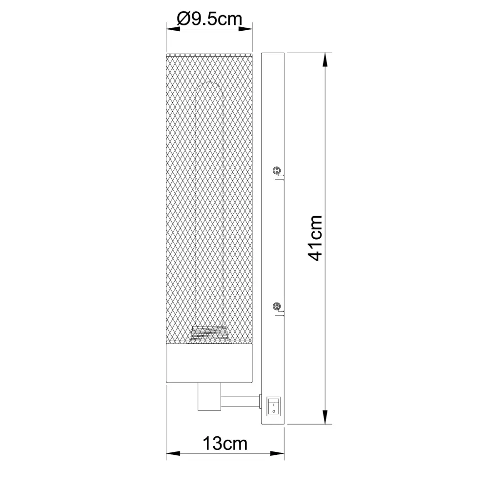 Black Metal Mesh Contemporary Wall Light with On/Off Rocker Switch - Light fixtures UK