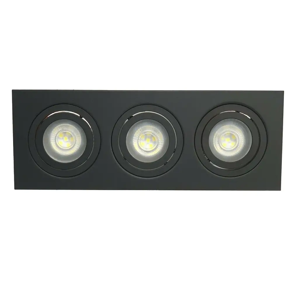 Black Triple Recessed 3 Way Bar Light GU10 Tilt Ceiling Downlight Spotlight GU10 UKEW