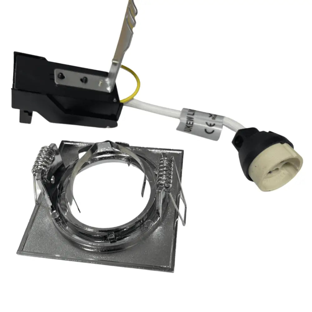 Chrome Square Ceiling Recessed Spotlight Downlight GU10 LED Compatible Black UKEW