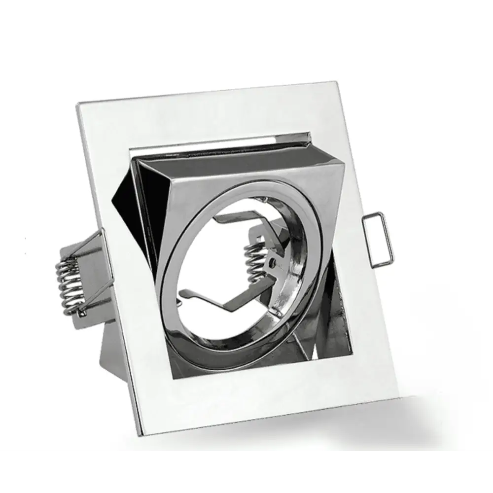 Chrome Square Downlight GU10, Tilted , Recessed, LED compatible UKEW