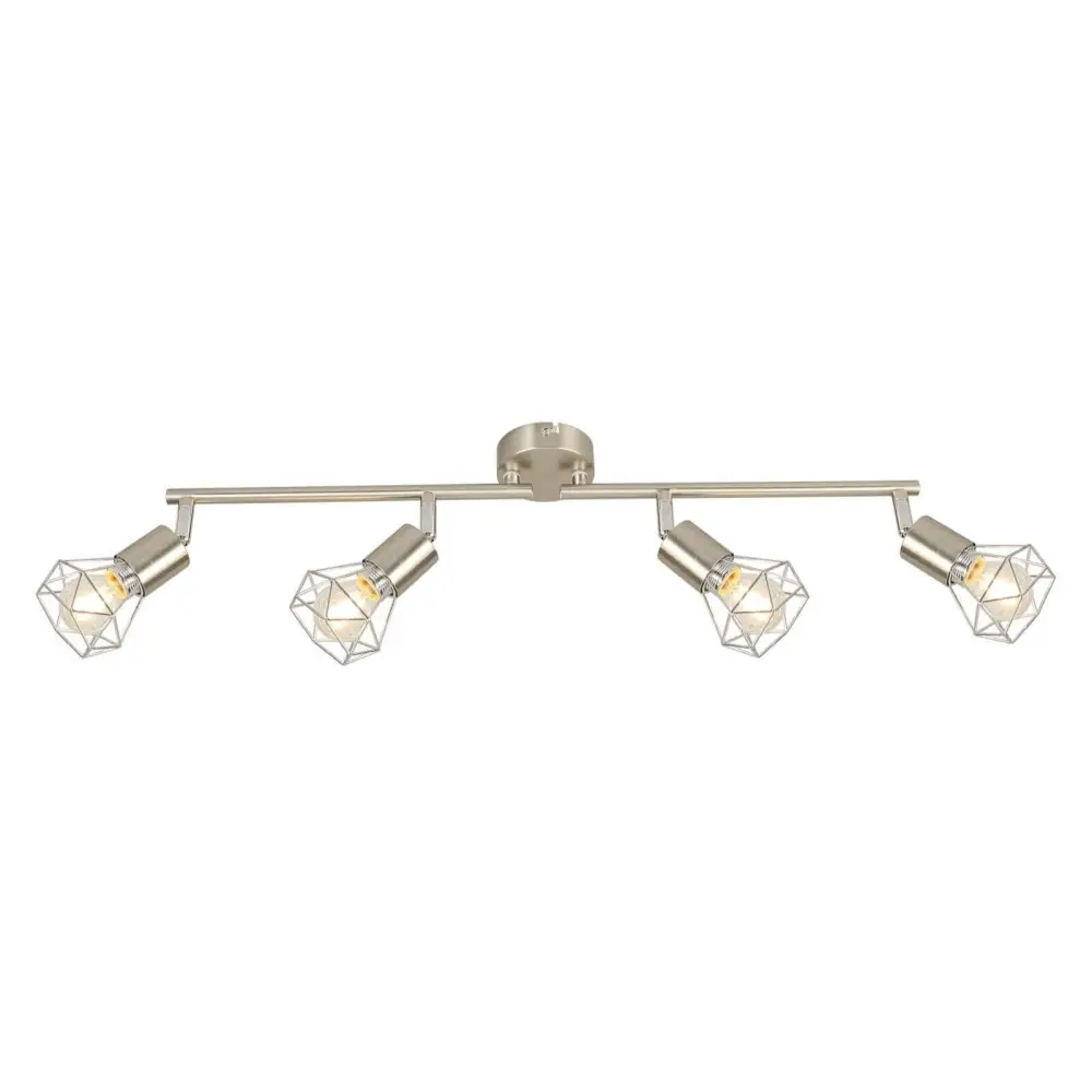 Cage Ceiling Light Industrial 4-Way Fitting with Rotatable Shades in Chrome Finish By UKEW Lighting