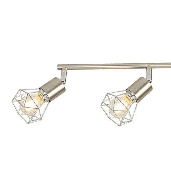 Cage Ceiling Light Industrial 4-Way Fitting with Rotatable Shades in Satin Finish