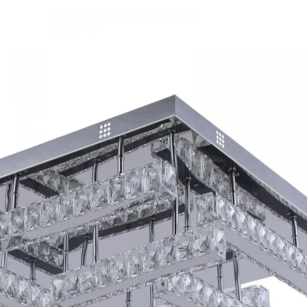Crystal Square Flush Dimmable LED CCT Adjustable Chandelier Light Chrome UKEW