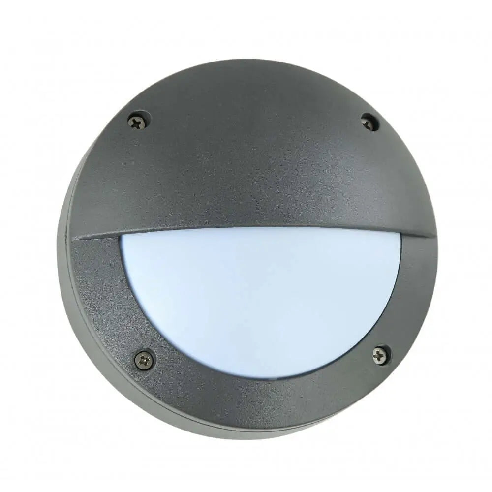 UKEW Lighting IP65 dark grey round outdoor mini bulkhead wall light with eyelid design for garden exterior security