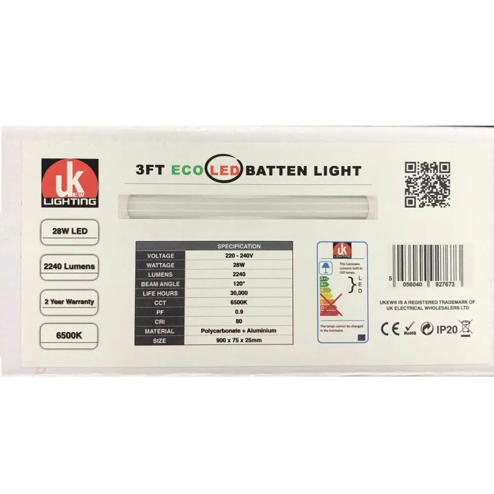 Slimline Integrated LED Batten ceiling light Fitting Low Profile 2,3,4 Ft UKEW®
