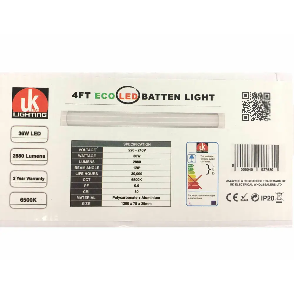 Slimline Integrated LED Batten ceiling light Fitting Low Profile 2,3,4 Ft UKEW®