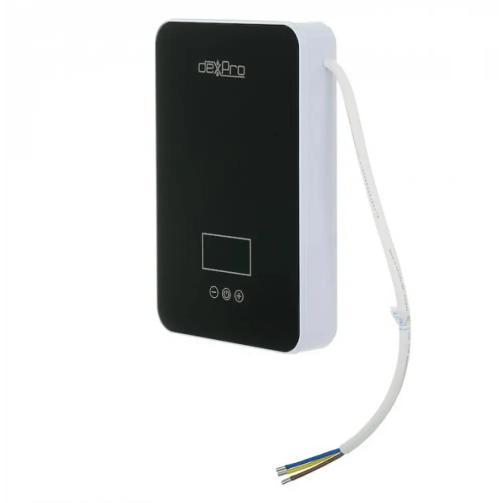 Dexpro Delux Digital Instant Water Heater - 9.5kW - Tankless and energy-efficient water heater with push-fit flexi-hose, suitable for multi-point use.