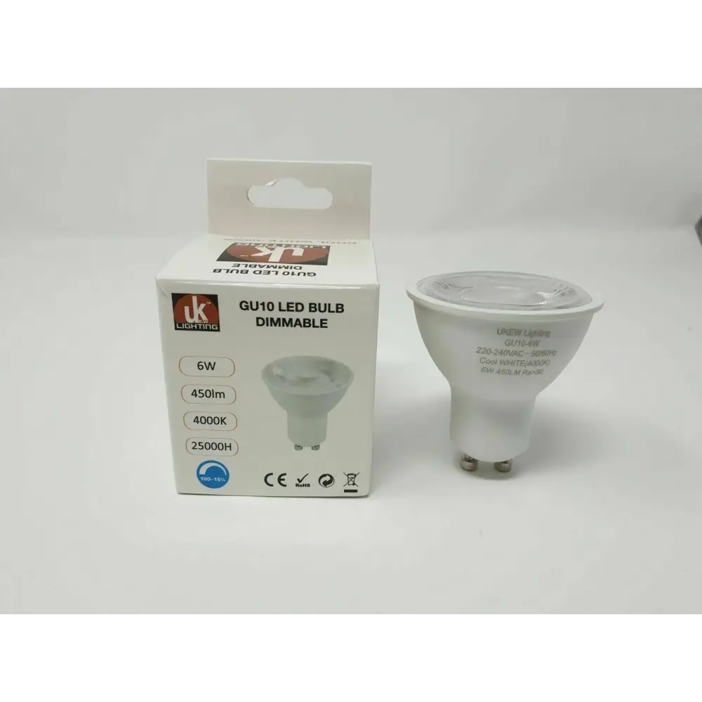 10 x Bright GU10 Dimmable 6W LED Bulbs 5000K - 6500K UKEW