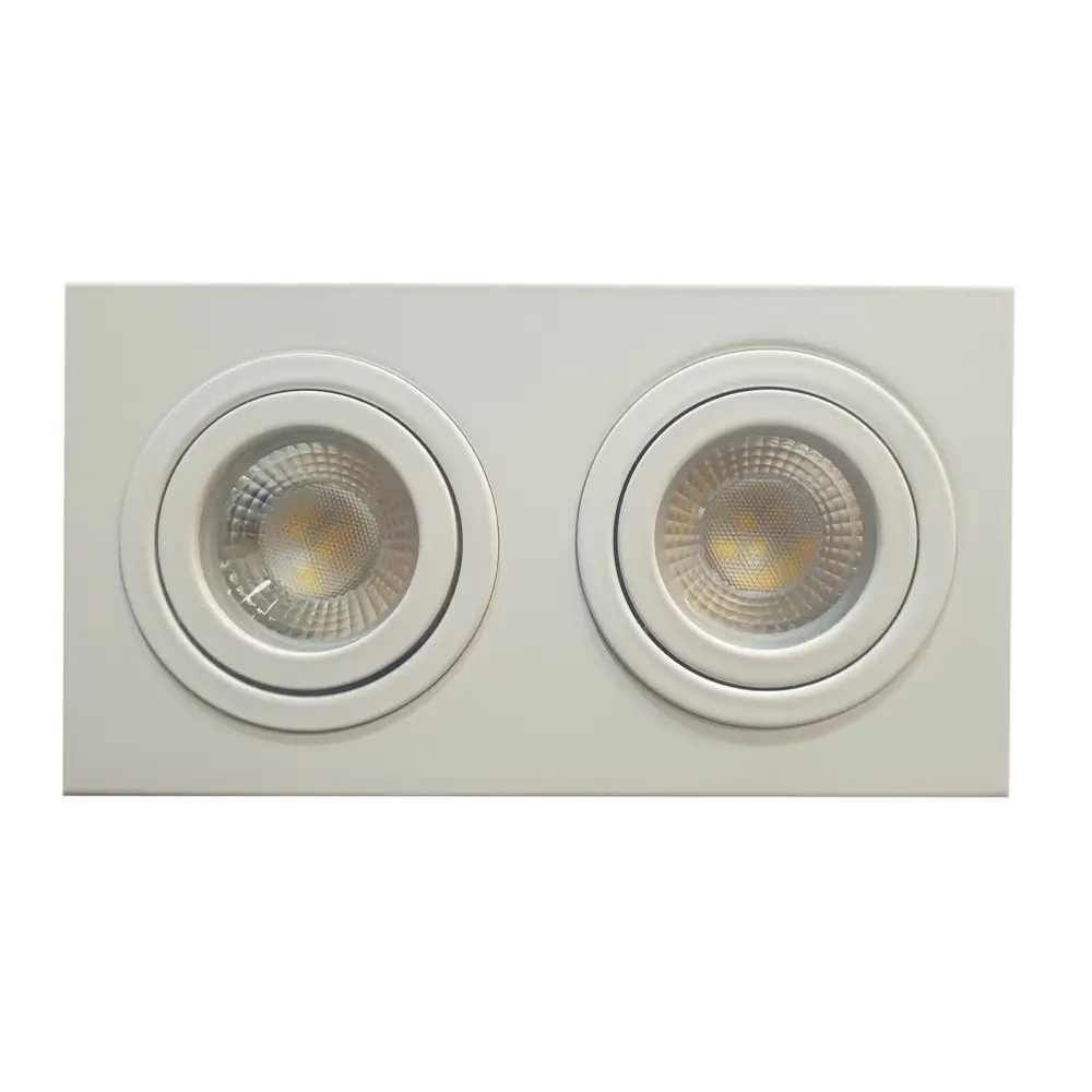 Decorative White Ceiling Downlight GU10 Twin Square Recessed Spotlight Led Tilt Twin