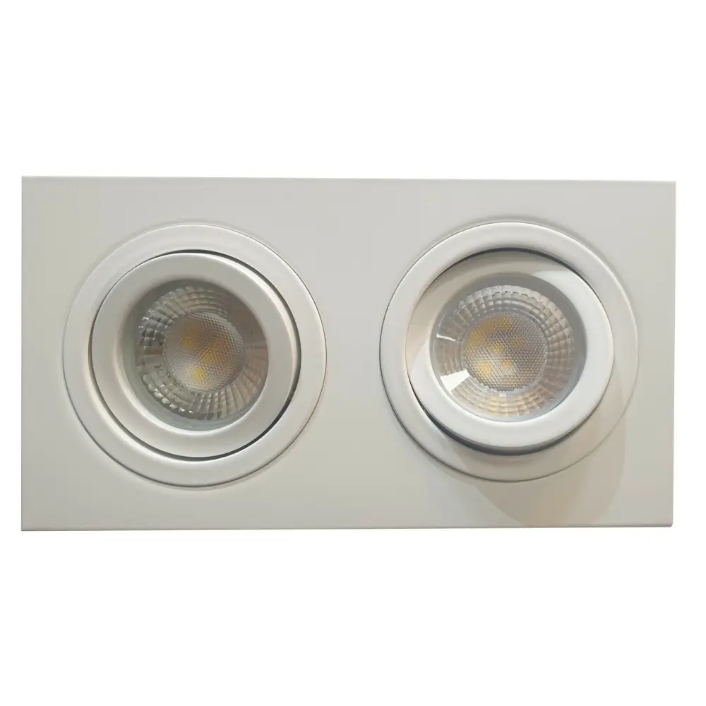 Decorative White Ceiling Downlight GU10 Twin Square Recessed Spotlight Led Tilt Twin