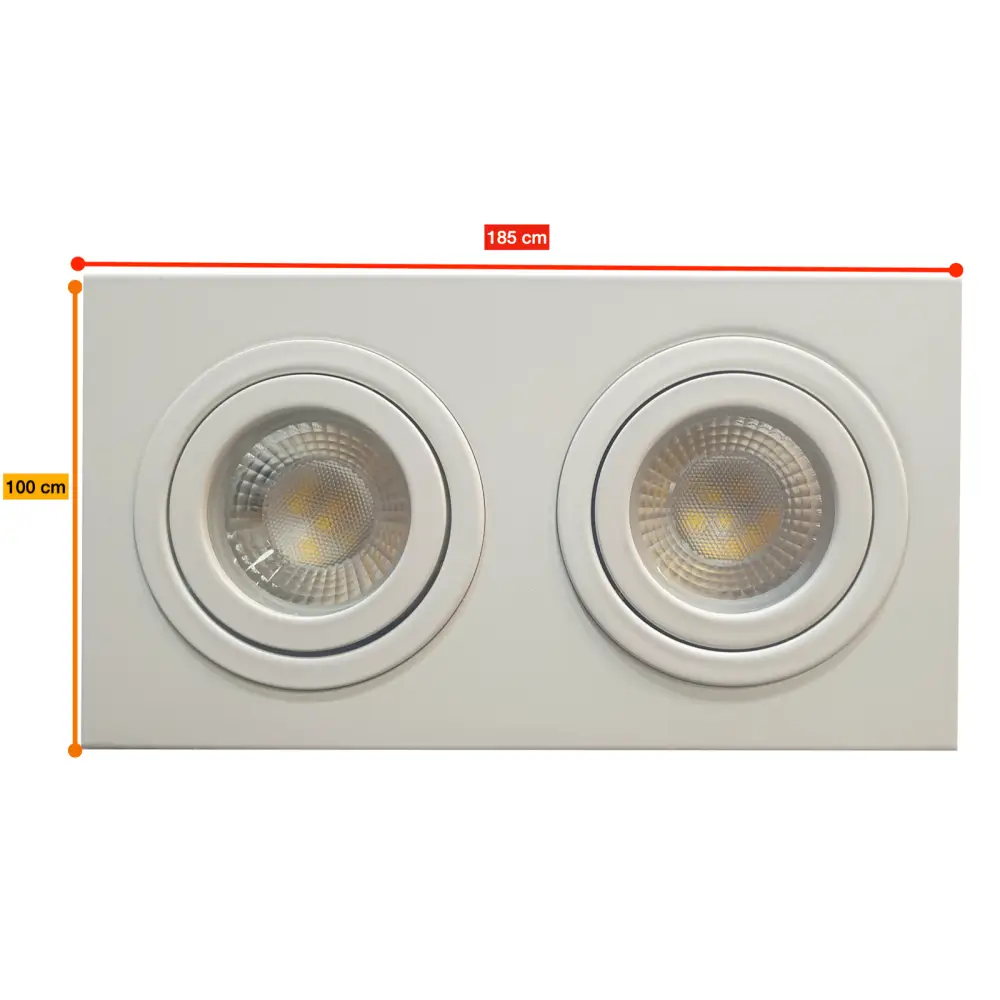 Decorative White Ceiling Downlight GU10 Twin Square Recessed Spotlight Led Tilt Twin