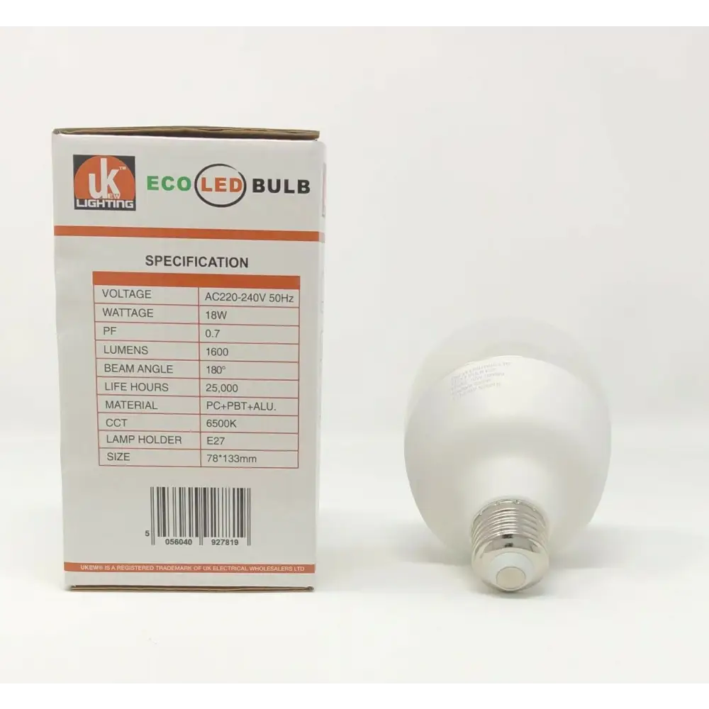 2 x Large ECO LED Light T-Bulb Lamp 18W E27 screw 1600Lumens 6500k eco+