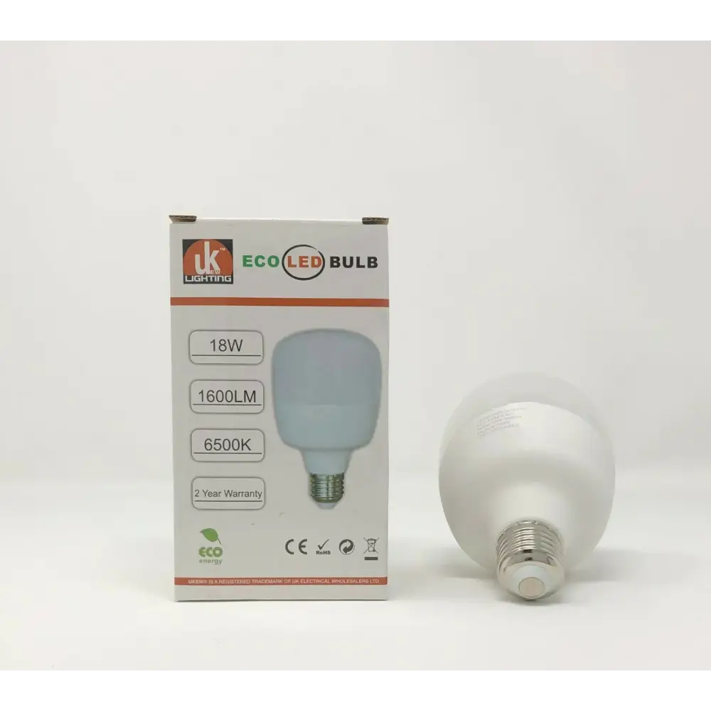 2 x Large ECO LED Light T-Bulb Lamp 18W E27 screw 1600Lumens 6500k eco+