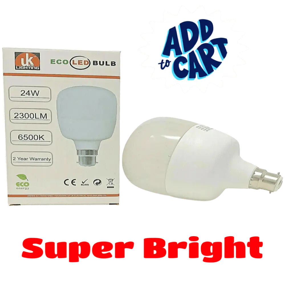 Pack of 2 Large eco LED Light T-Bulb Lamp 24W Bulb B22 2300LM 6500k AIGOSTAR