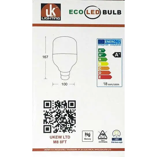 Pack of 2 Large eco LED Light T-Bulb Lamp 24W Bulb B22 2300LM 6500k AIGOSTAR