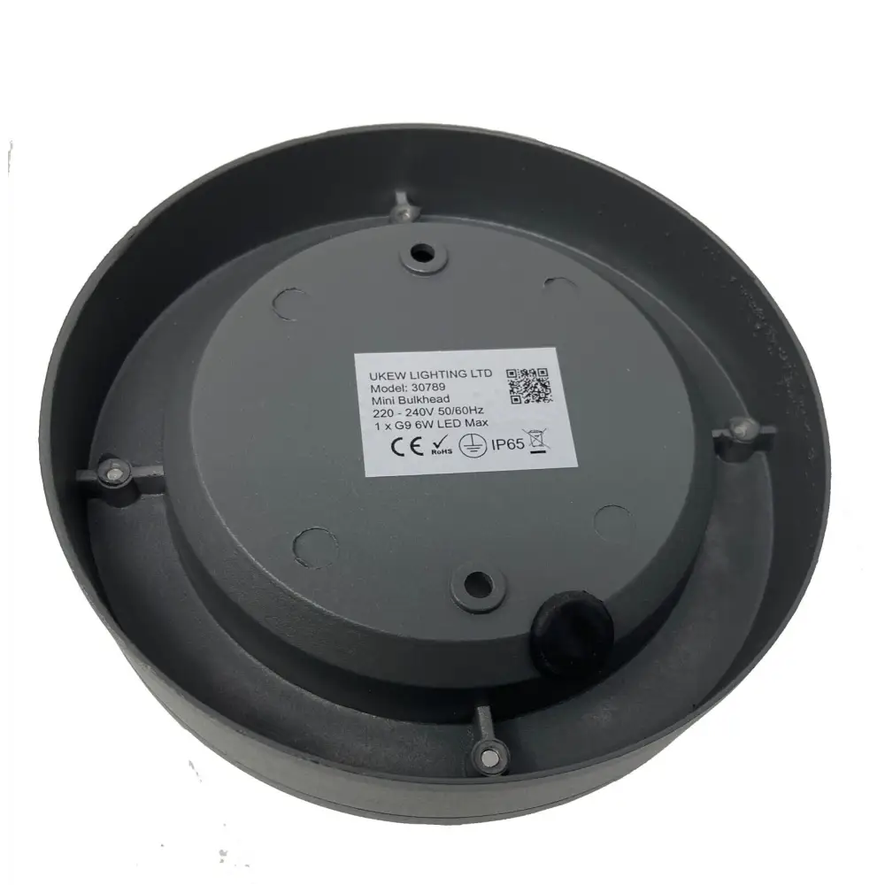 Round Grill Grey Mini Bulkhead Wall Lights Garden IP65 Waterproof G9 Garden Lights