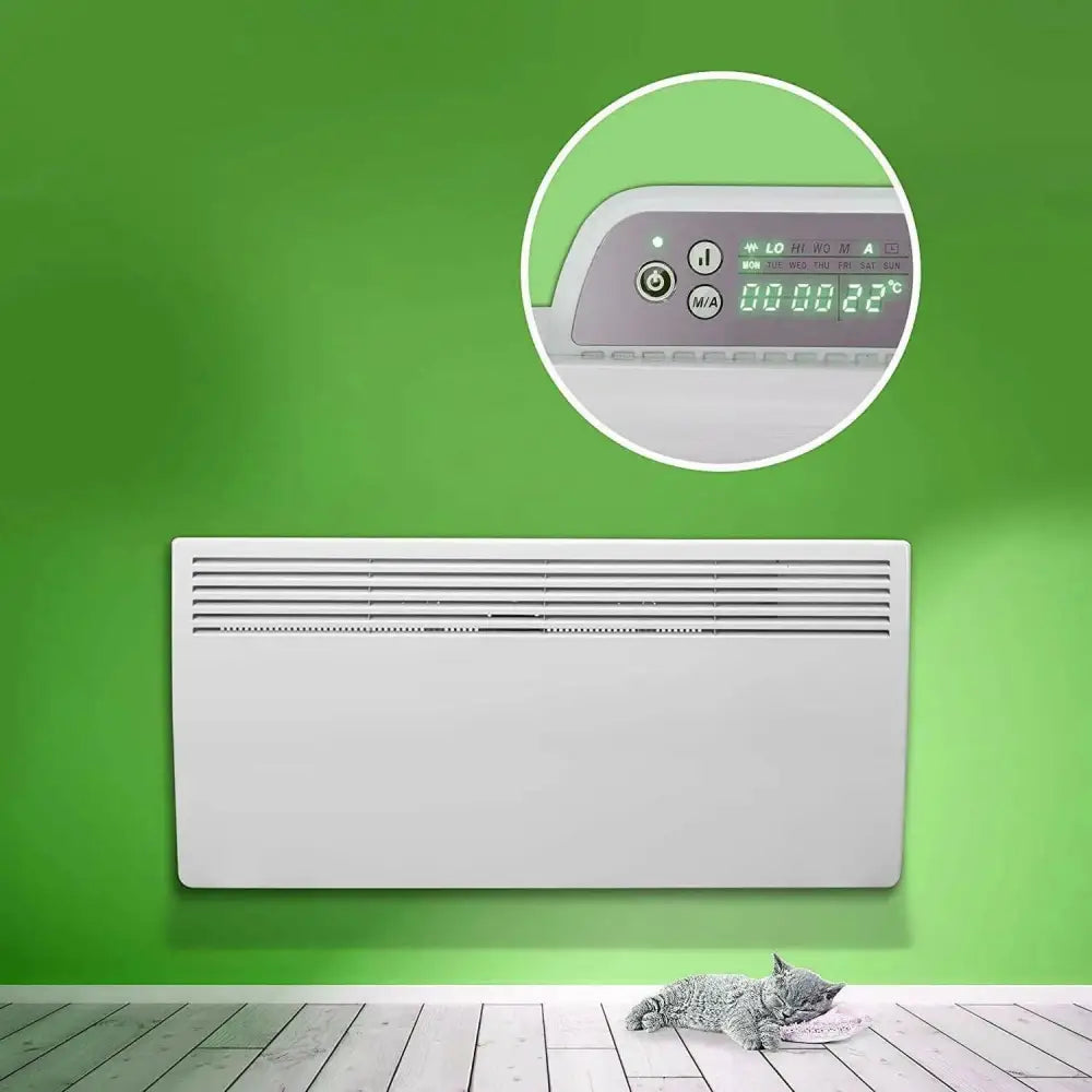 Slim Wall Heater Energy Saver Digital Electric Panel Convector Timer 1500W Light fixtures UK