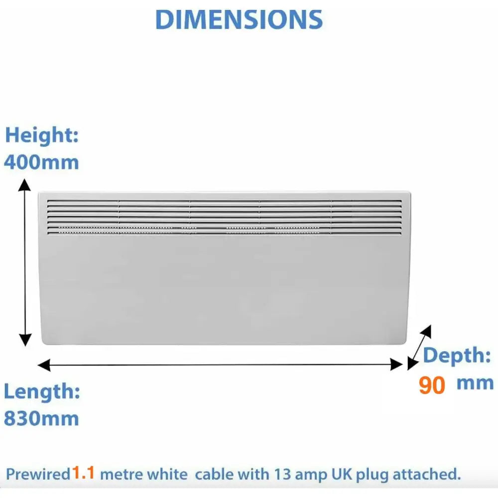 Slim Wall Heater Energy Saver Digital Electric Panel Convector Timer 1500W Light fixtures UK