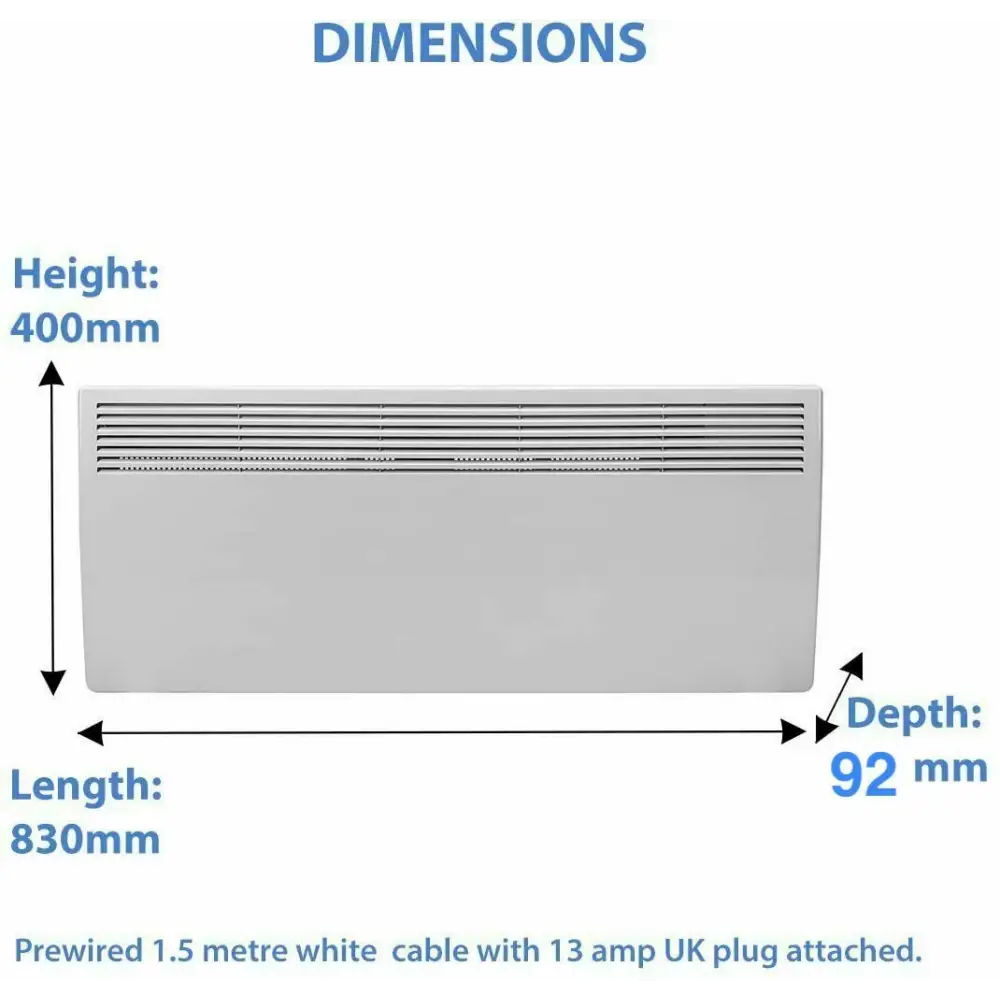 Energy saver Wall heater 2.00 KW Panel Convector Heating Digital Timer UKEW