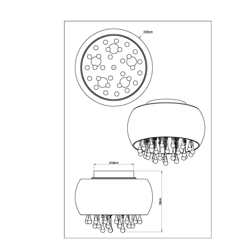 Waterfall 5 Light Flush Ceiling Decorative Ceiling Light smoked glass UKEW