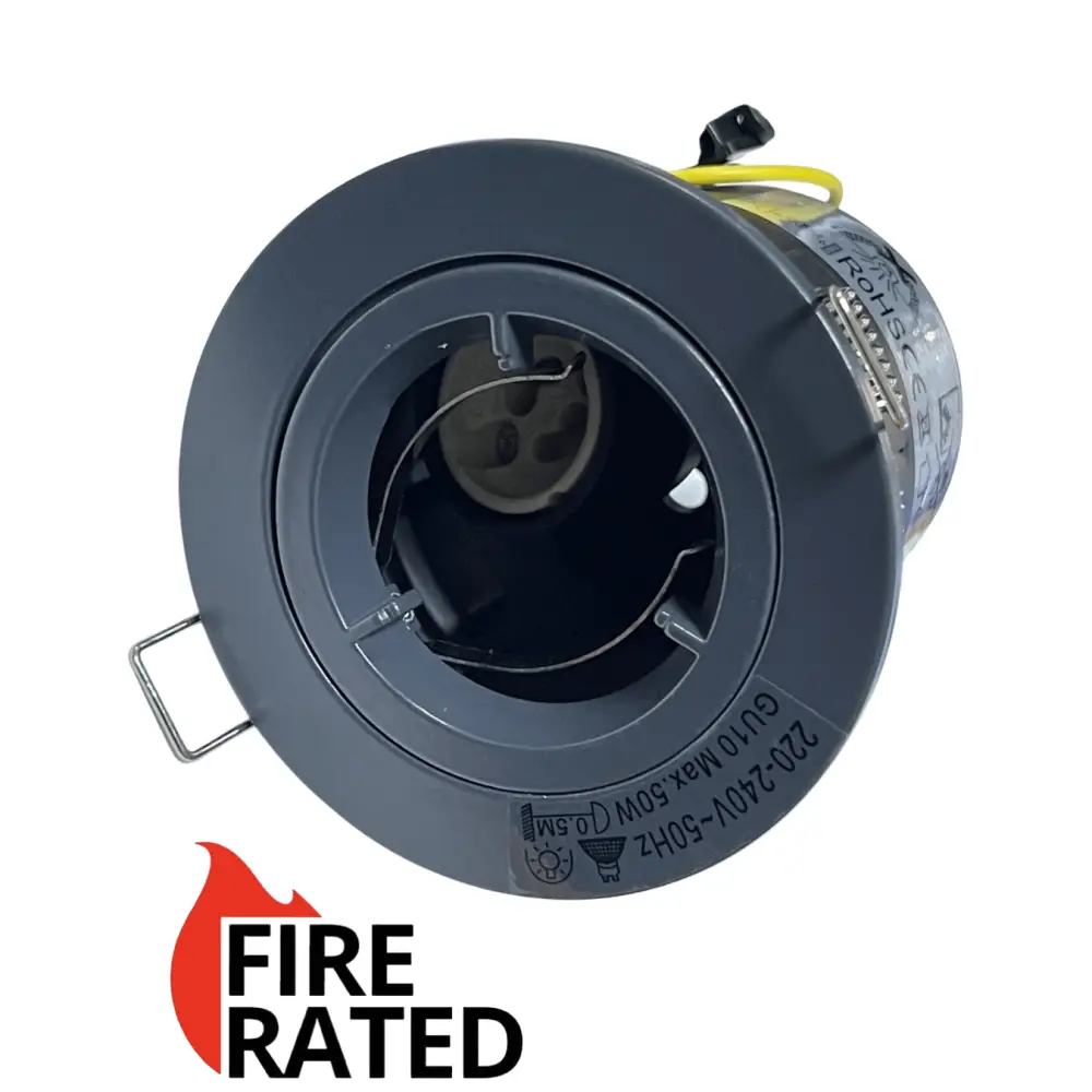 GU10 Fire Rated Round Recessed Ceiling Twist Lock fix Downlight - grey Lock & Lock