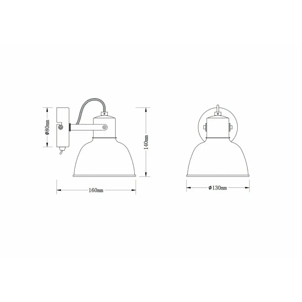 Single Wall Bedside Light with Toggle Switch Grey Screw bulb UKEW
