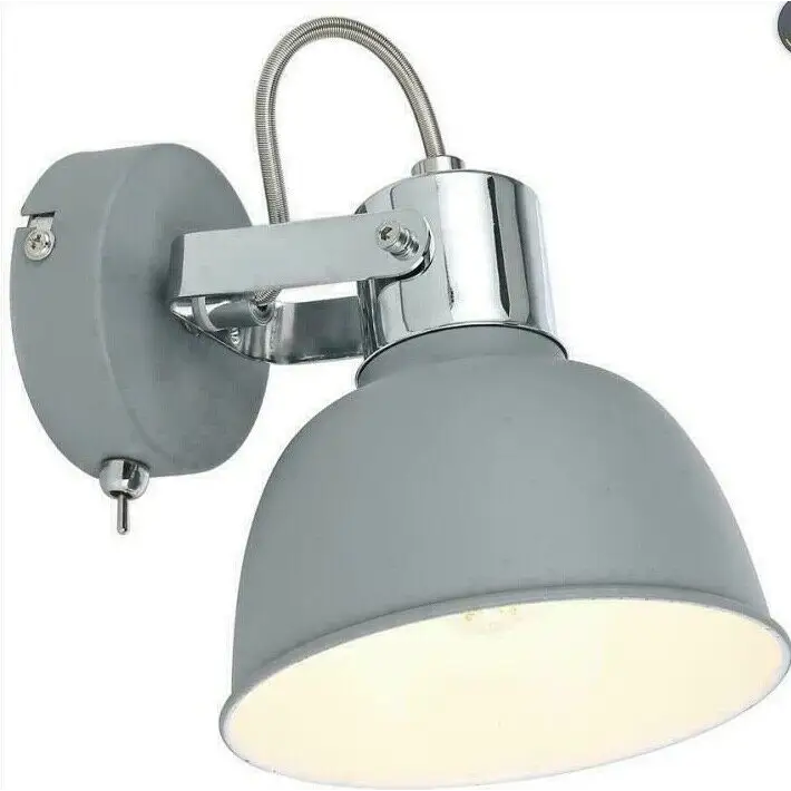 Single Wall Bedside Light with Toggle Switch Grey Screw bulb UKEW