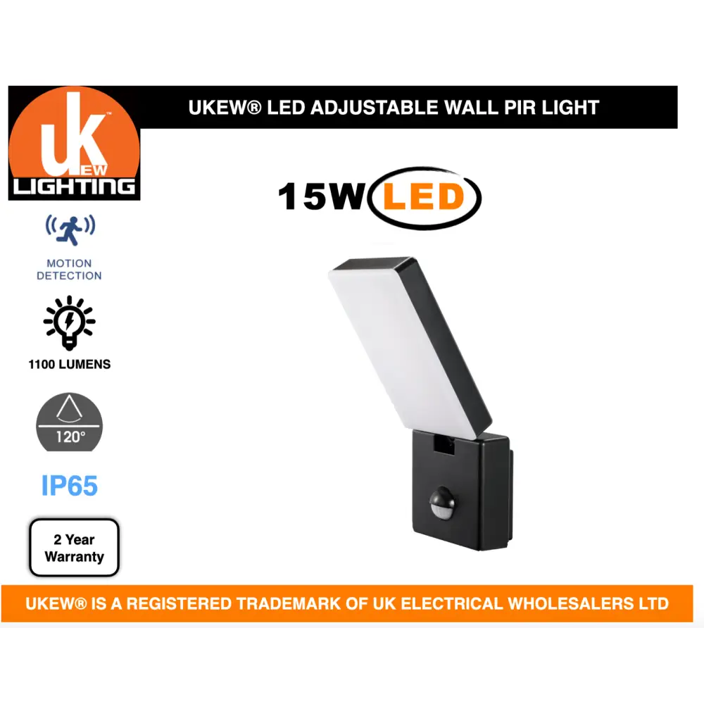 Power full PIR Infrared Motion Sensor Outdoor LED Flood Wall Light 15W, 6000K UKEW