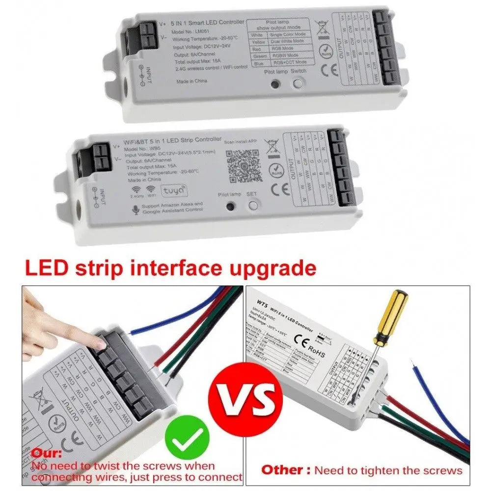 LED Strip Controller DC12V 24V for RGB and RGBW Strip Lighting - LED Strip Controller