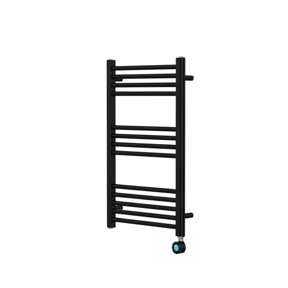 300W Electric Liquid Filled Towel Radiator Straight Matt Black With Thermostat 800 X 500 - Light fixtures UK