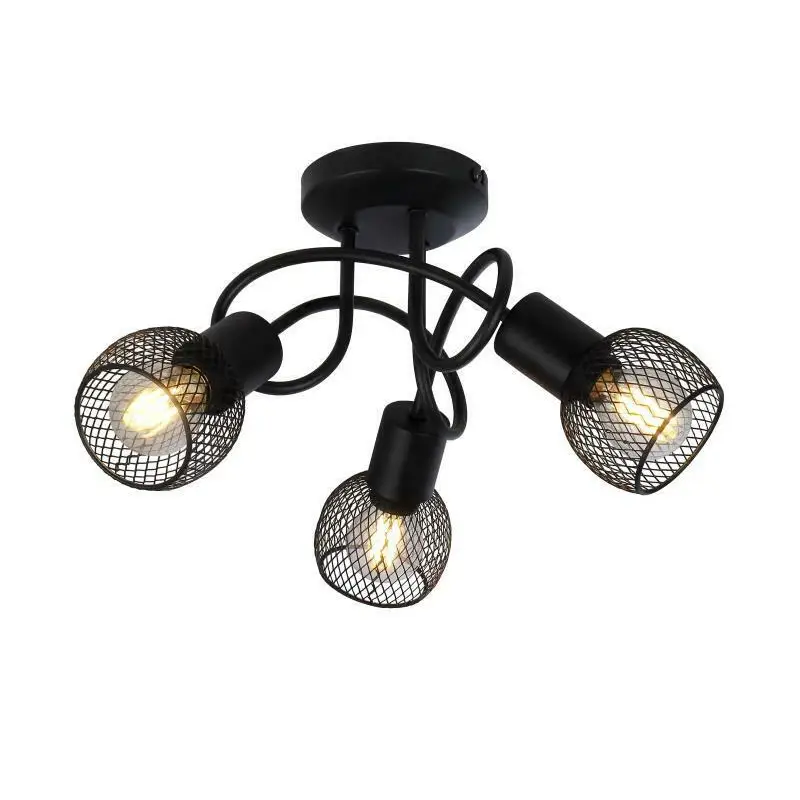 3 Way Cage Light Decorative ceiling light Black Crossover Mesh UKEW Lighting