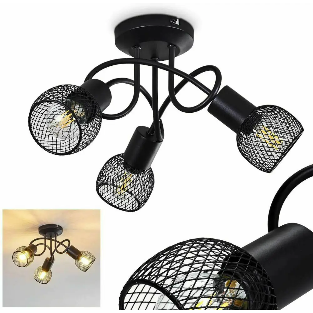 3 Way Cage Light Decorative ceiling light Black Crossover Mesh UKEW Lighting
