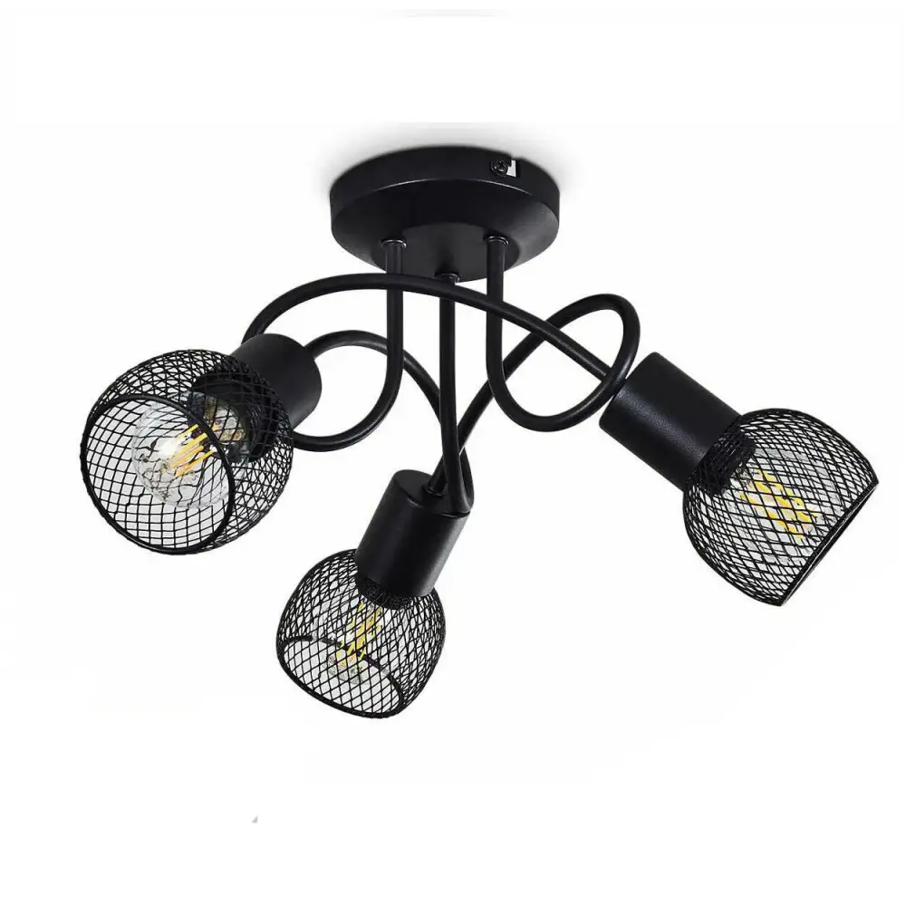 3 Way Cage Light Decorative ceiling light Black Crossover Mesh UKEW Lighting