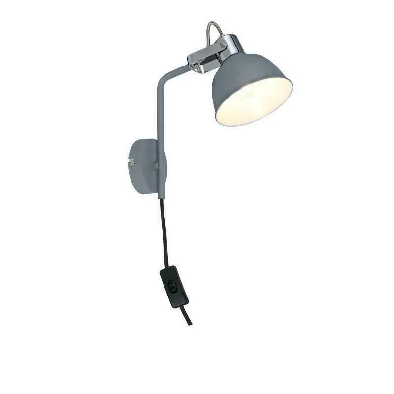 2 X Contemporary Grey Bedside light Plug In Wall Adjustable Directional Shade UKEW Lighting