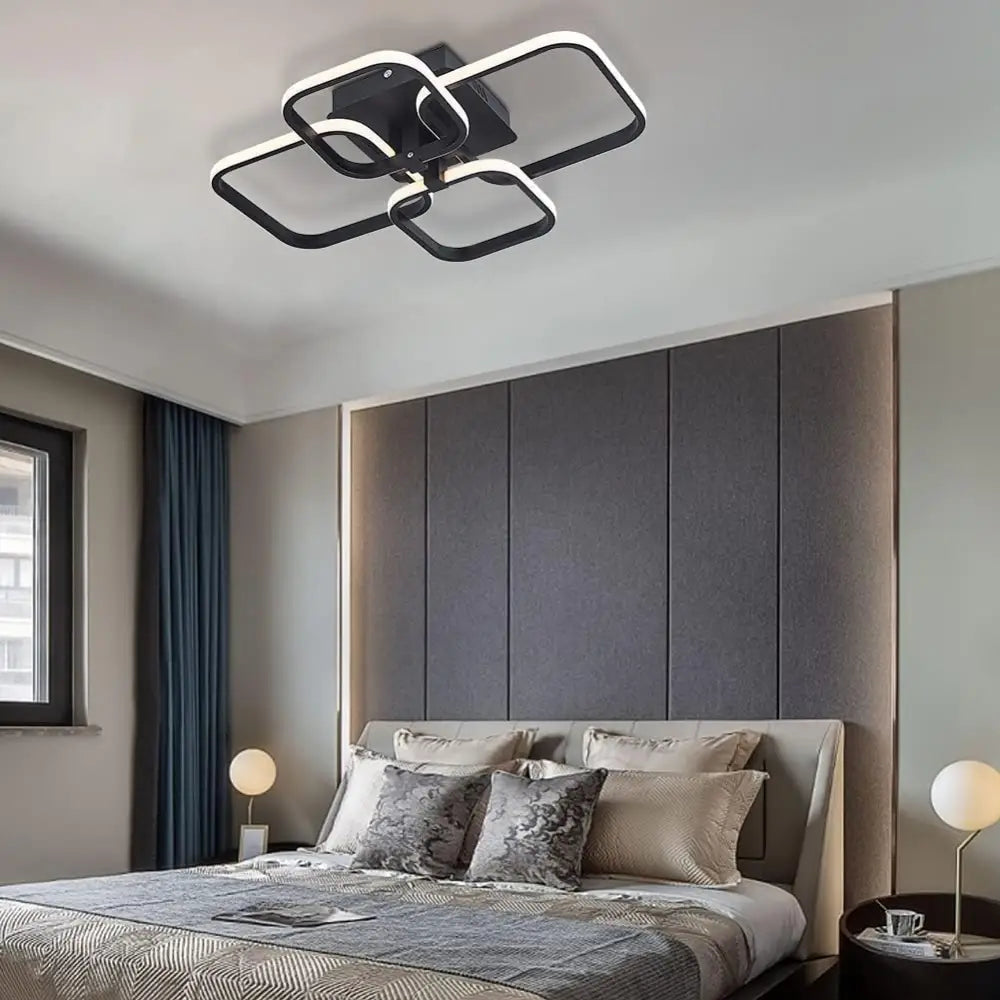 Modern LED Ceiling Light with 4 Squares, 50W Flush Mount Pendant Light - Light fixtures UK