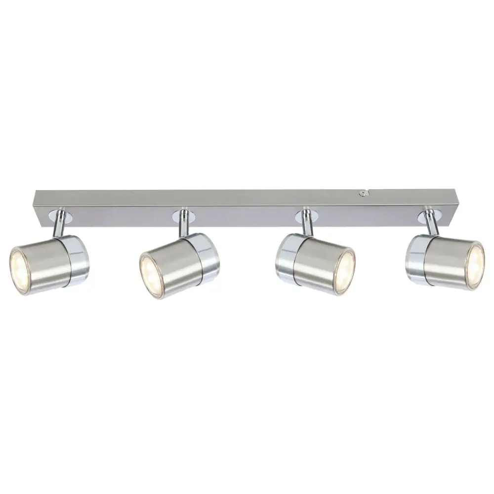 Modern 4 Way Straight Bar Ceiling Spotlight Fitting in a satin finish UKEW