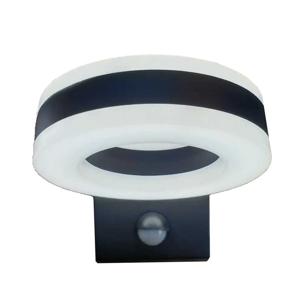Wall Light IP65 outdoor 20W LED Up Down Circular Ring PIR Motion Cool White UKEW