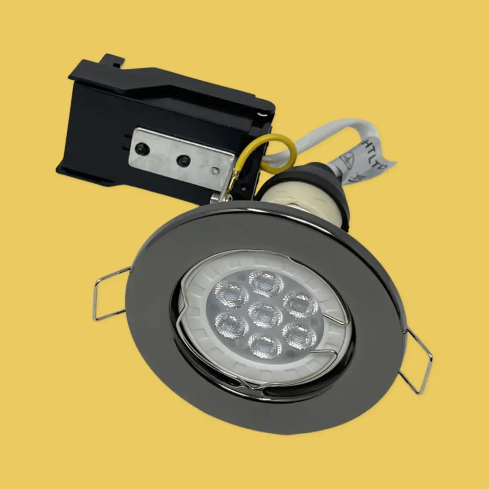 GU10 MAINS 240V FIXED DOWNLIGHT SPOTLIGHT RECESSED CEILING LIGHT LED BLACK CHROM UKEW
