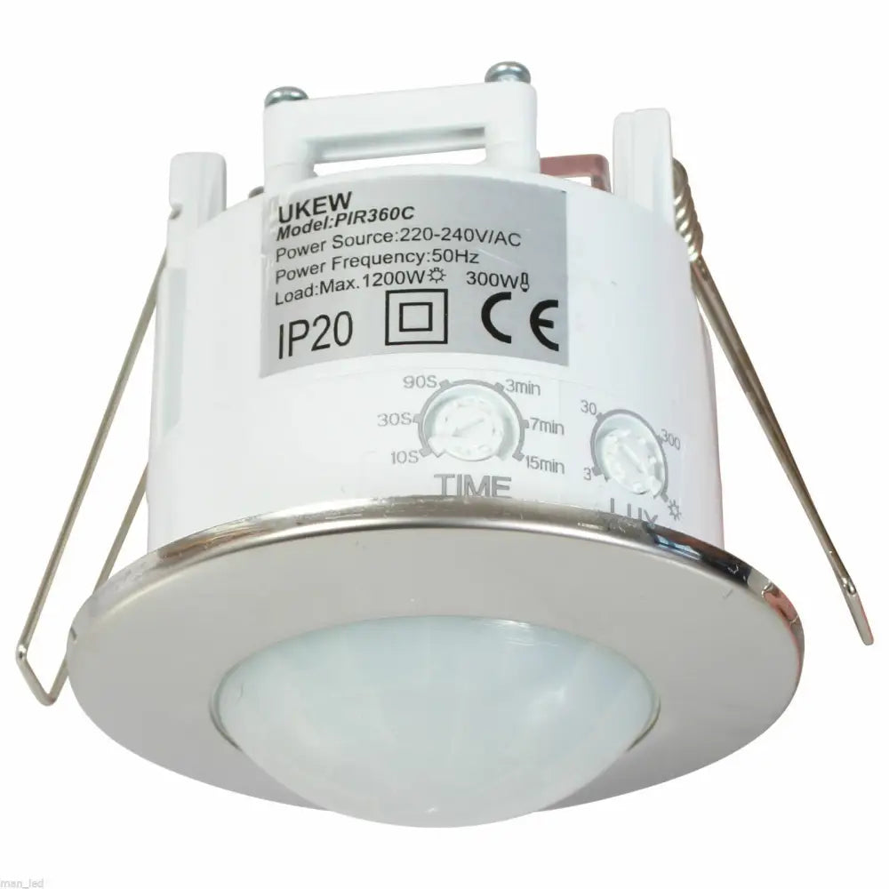 Motion Sensor Detector PIR 360 Recessed PIR Ceiling Occupancy Light Chrome UKEW