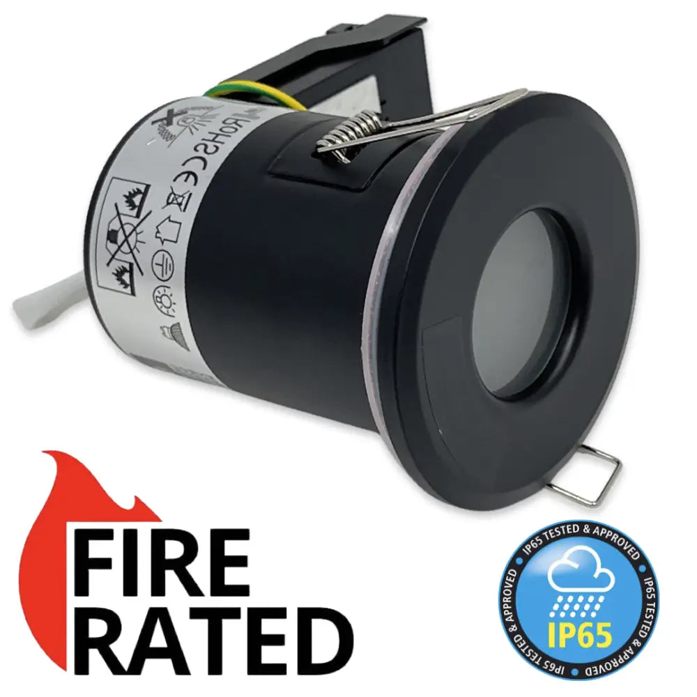 Black Bathroom IP65 Fire Rated GU10 Downlight Spotlights UKEW