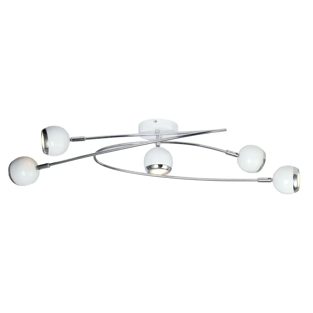 Contemporary 5 Way Ceiling Retro Swirl Arm White Round Adjustable Ball Fitting BALL