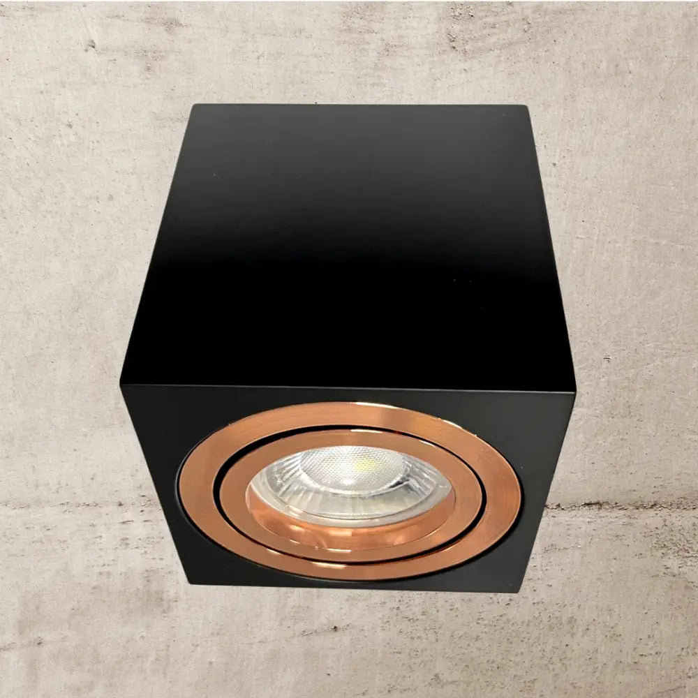 Ceiling Light Surface Mounted Downlight GU10 Spot Square Black& Rose Gold IP20 UKEW