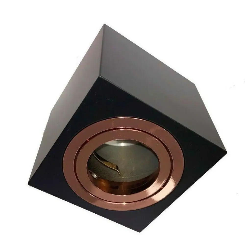 Ceiling Light Surface Mounted Downlight GU10 Spot Square Black& Rose Gold IP20 UKEW