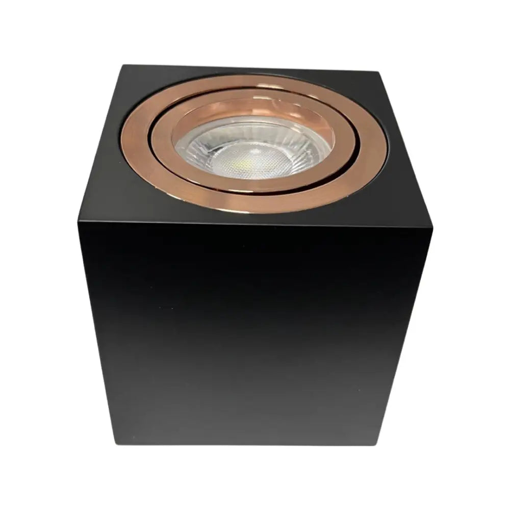Ceiling Light Surface Mounted Downlight GU10 Spot Square Black& Rose Gold IP20 UKEW